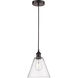 Edison Cone LED 8 inch Oil Rubbed Bronze Mini Pendant Ceiling Light in Seedy Glass