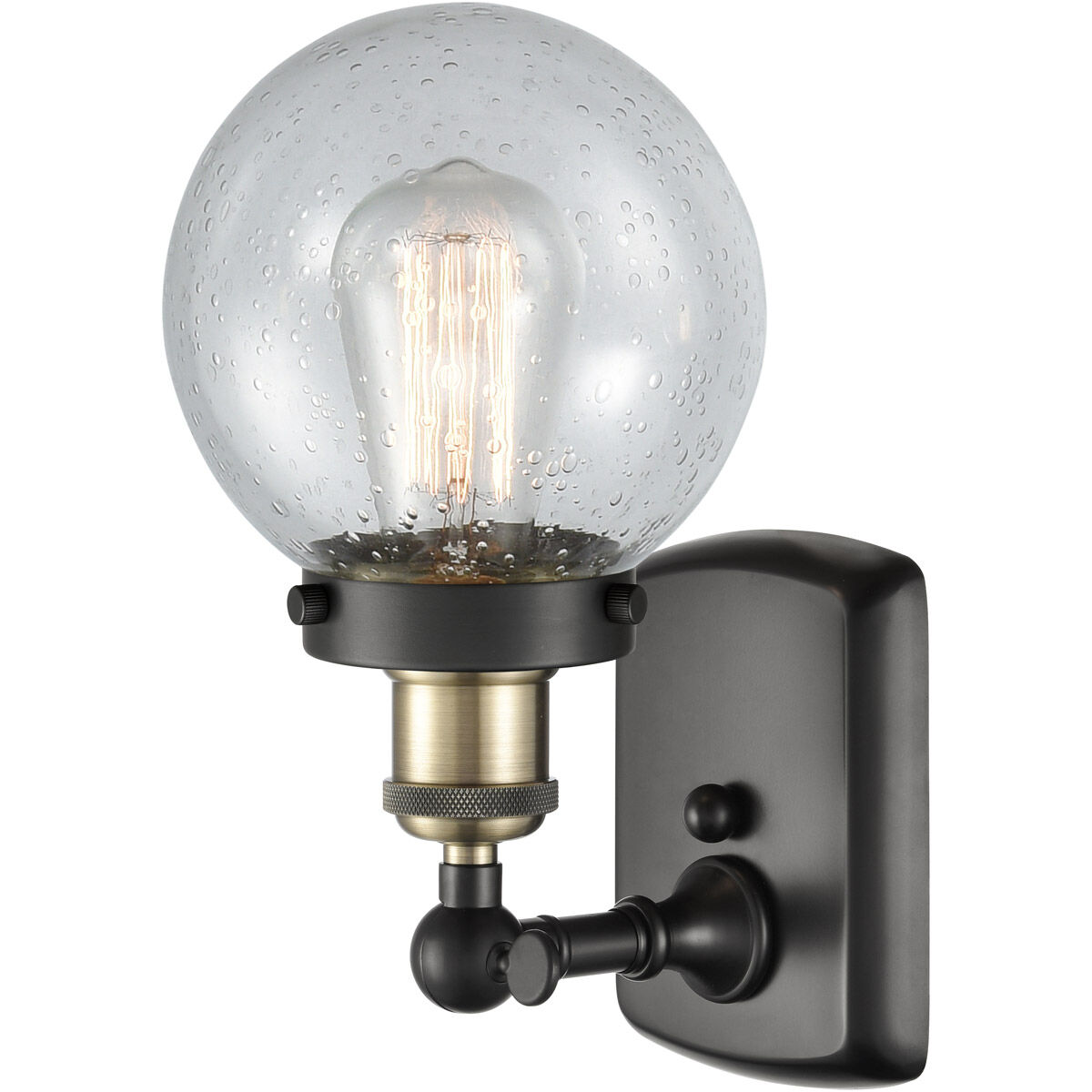 Ballston Beacon 1 Light 6 inch Black Antique Brass Sconce Wall Light in Seedy Glass
