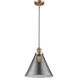 Franklin Restoration Cone LED 12 inch Antique Copper Mini Pendant Ceiling Light in Plated Smoke, Franklin Restoration