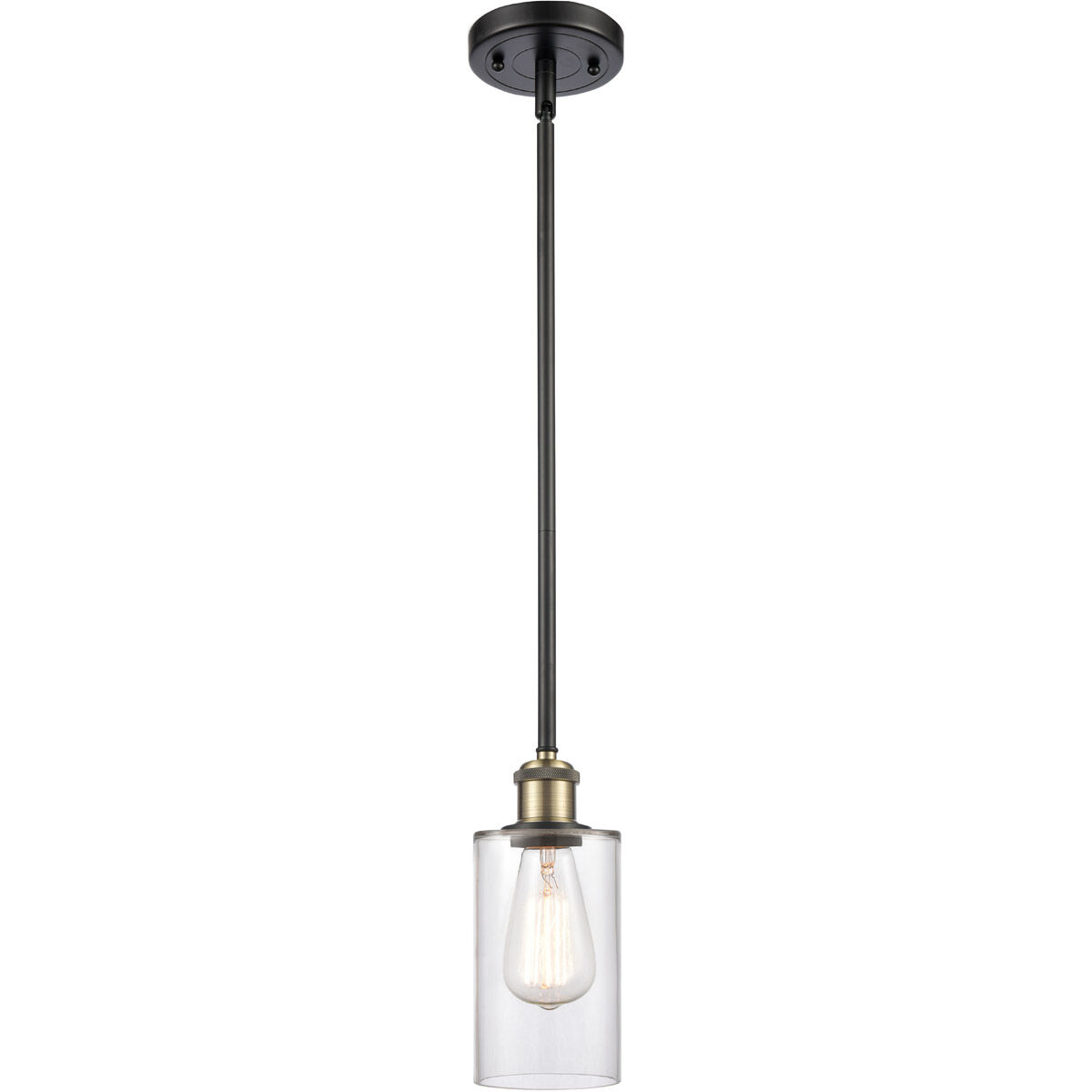 Ballston Clymer LED 3.88 inch Black Antique Brass Pendant Ceiling Light in Clear Glass, Ballston