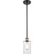Ballston Clymer LED 3.88 inch Black Antique Brass Pendant Ceiling Light in Clear Glass, Ballston