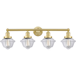 Oxford 4 Light 33.5 inch Satin Gold Bath Vanity Light Wall Light in Clear Glass