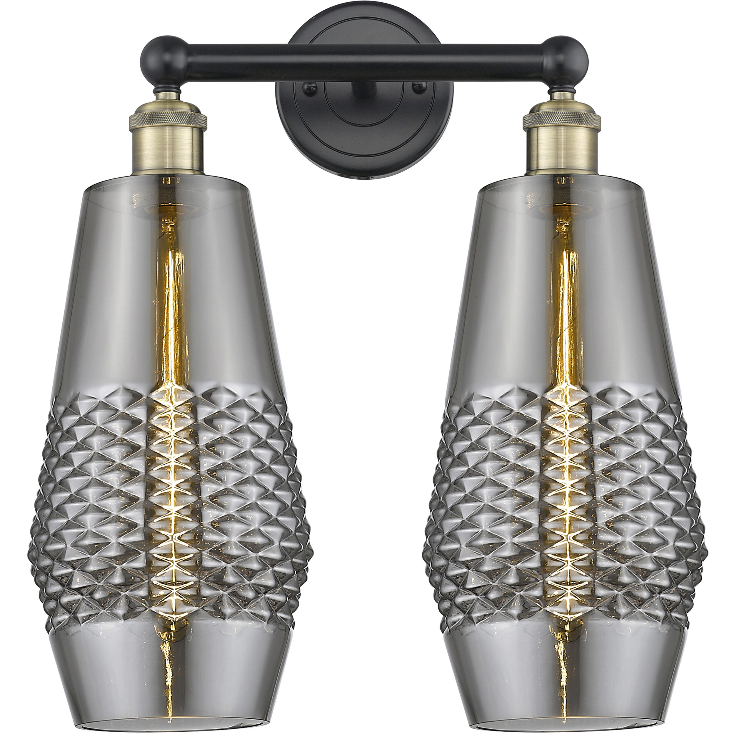 Windham 2 Light 16 inch Black Antique Brass Bath Vanity Light Wall Light