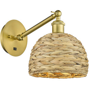 Woven Rattan Sconce Wall Light in Satin Gold