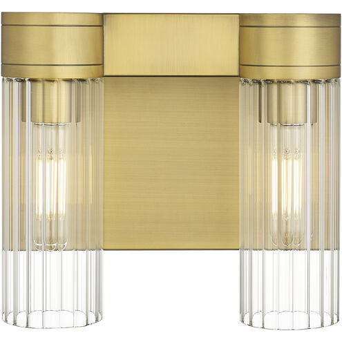 Empire 2 Light 10.5 inch Brushed Brass Sconce Wall Light in Clear Glass