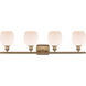 Ballston Belfast LED 36 inch Brushed Brass Bath Vanity Light Wall Light in Matte White Glass, Ballston