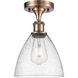 Bristol Glass 1 Light 7.5 inch Antique Copper Semi-Flush Mount Ceiling Light in Seedy Glass
