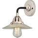 Nouveau 2 Halophane 1 Light 9 inch Black Polished Nickel Sconce Wall Light in Clear Halophane Glass