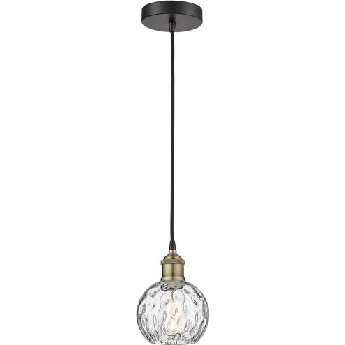 Athens Water Glass 1 Light 6 inch Black Antique Brass Mini Pendant Ceiling Light in Clear Water Glass