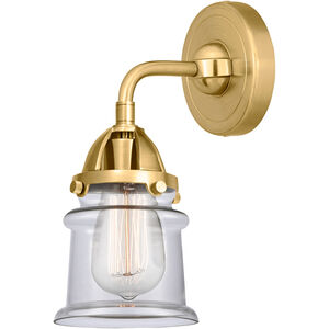 Nouveau 2 Small Canton LED 5 inch Satin Gold Sconce Wall Light in Clear Glass