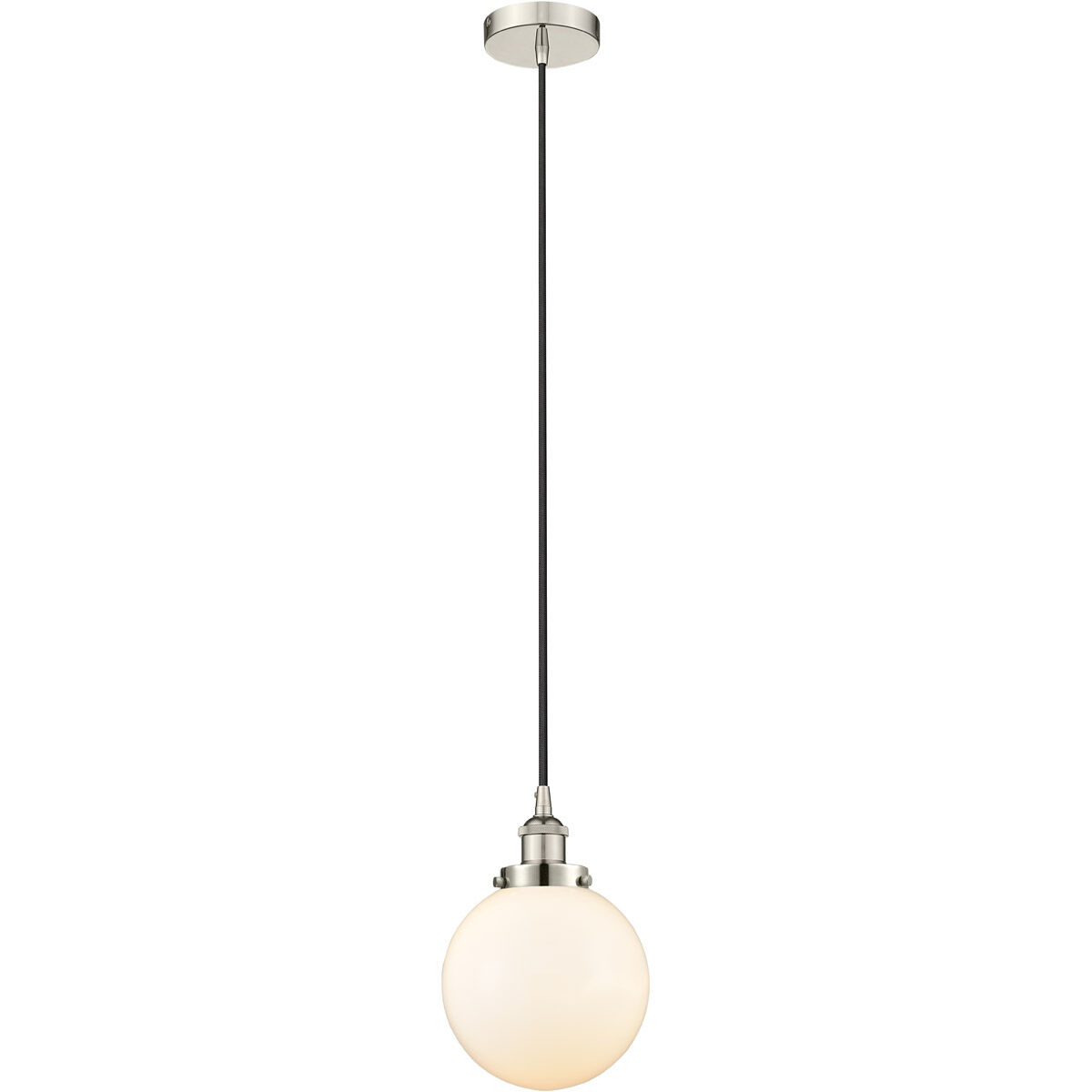 Edison Beacon 1 Light 8 inch Polished Nickel Mini Pendant Ceiling Light