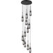 Milan 12 Light 23.63 inch Matte Black Multi Pendant Ceiling Light in Light Smoke Glass