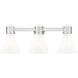 Lawton Cone 3 Light 24 inch Satin Nickel Bath Vanity Light Wall Light in Gloss White Glass