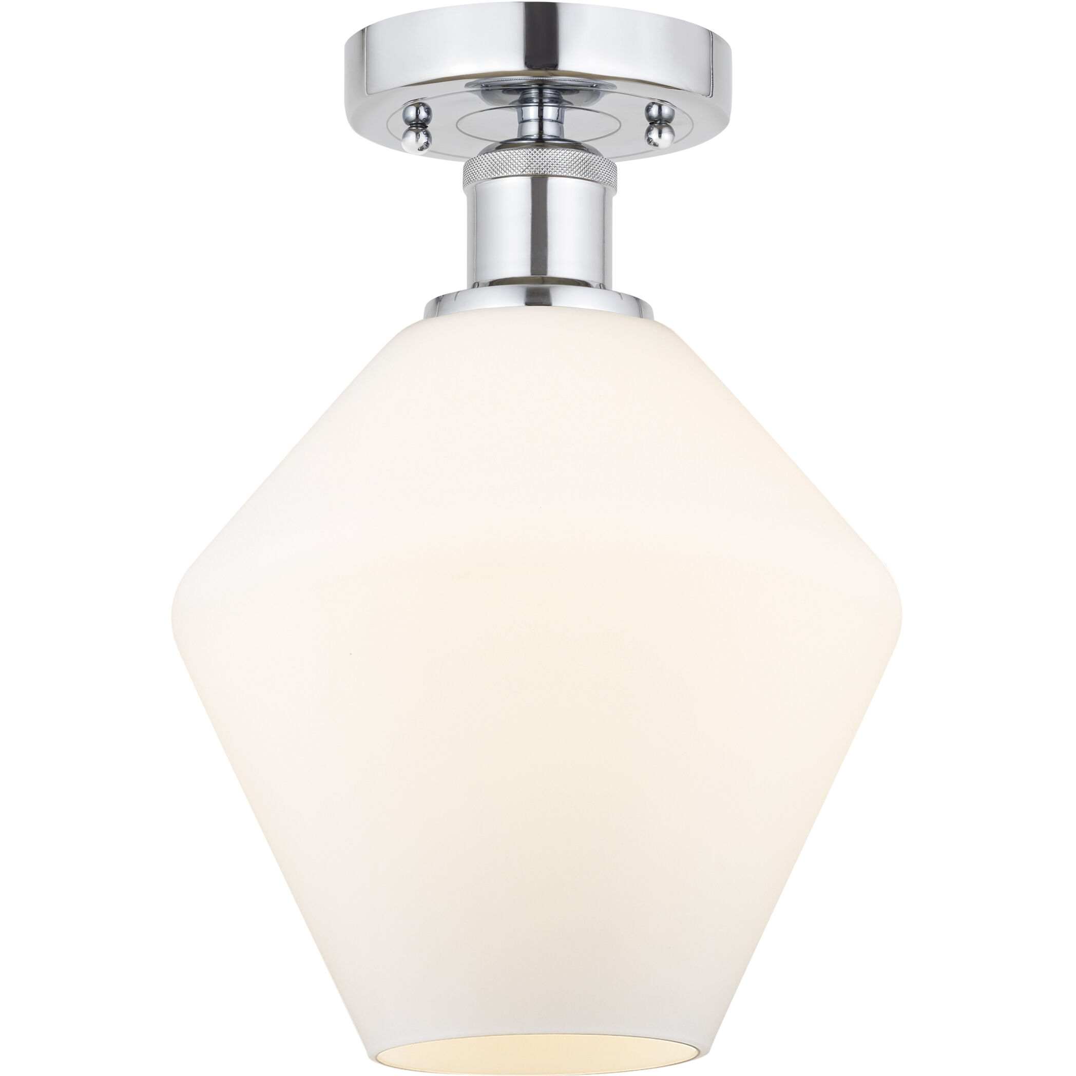 Edison Cindyrella 1 Light 8 inch Polished Chrome Semi-Flush Mount Ceiling Light in Matte White Glass