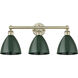 Plymouth Dome 3 Light 25.5 inch Antique Brass Bath Vanity Light Wall Light in Green