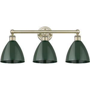 Plymouth Dome 3 Light 25.5 inch Antique Brass and Green Bath Vanity Light Wall Light