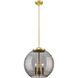 Franklin Restoration Athens Deco Swirl 3 Light 15.75 inch Satin Gold Stem Hung Pendant Ceiling Light