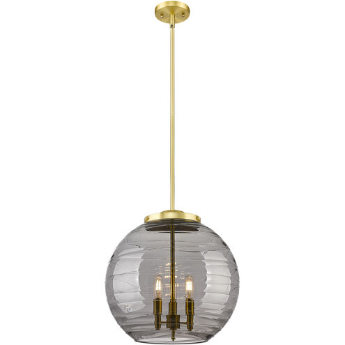 Franklin Restoration Athens Deco Swirl 3 Light 15.75 inch Satin Gold Stem Hung Pendant Ceiling Light
