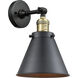 Franklin Restoration Appalachian LED 8 inch Black Antique Brass Semi-Flush Mount Ceiling Light in Matte Black, Franklin Restoration