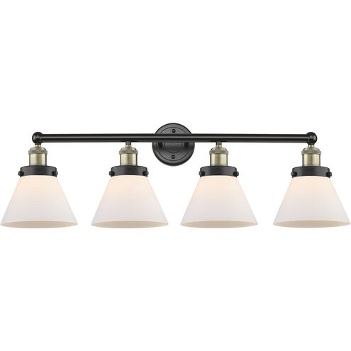 Cone 4 Light 34.75 inch Black Antique Brass and Matte White Bath Vanity Light Wall Light