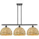 Woven Rattan 3 Light 38.5 inch Oil Rubbed Bronze Island Light Ceiling Light in Oil Rubbed Bronze and Natural