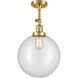 Franklin Restoration XX-Large Beacon LED 12 inch Satin Gold Semi-Flush Mount Ceiling Light in Clear Glass, Franklin Restoration