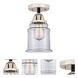Nouveau 2 Canton 1 Light 6 inch Black Polished Nickel Semi-Flush Mount Ceiling Light in Clear Glass
