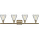 Ballston Conesus 4 Light 36 inch Antique Brass Bath Vanity Light Wall Light in Incandescent, Clear Crackle Glass, Ballston