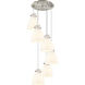 Newton Bell 6 Light 18.63 inch Brushed Satin Nickel Multi Pendant Ceiling Light in White Glass