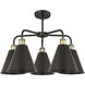 Ballston Cone 5 Light 26 inch Black Antique Brass Chandelier Ceiling Light in Matte Black