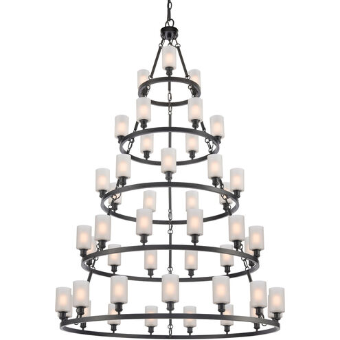 Ballston Saloon LED 60 inch Matte Black Chandelier Ceiling Light in Matte White Glass