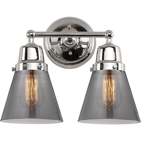 Aditi Small Cone 2 Light 14.25 inch Polished Chrome Bath Vanity Light Wall Light, Aditi
