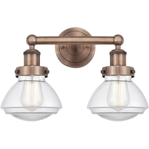 Olean 2 Light 15.5 inch Antique Copper and Clear Bath Vanity Light Wall Light