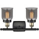 Ballston Small Bell 2 Light 16 inch Black Antique Brass Bath Vanity Light Wall Light in Plated Smoke Glass
