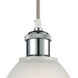 Ballston Castile LED 6 inch White and Polished Chrome Mini Pendant Ceiling Light in White Glass, Ballston