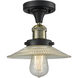 Franklin Restoration Halophane LED 9 inch Black Antique Brass Semi-Flush Mount Ceiling Light in Clear Halophane Glass, Franklin Restoration