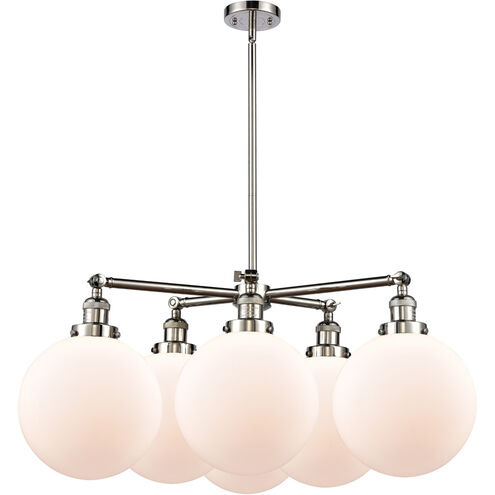 Franklin Restoration X-Large Beacon 6 Light 33 inch Polished Nickel Chandelier Ceiling Light in Incandescent, Matte White Glass, Franklin Restoration