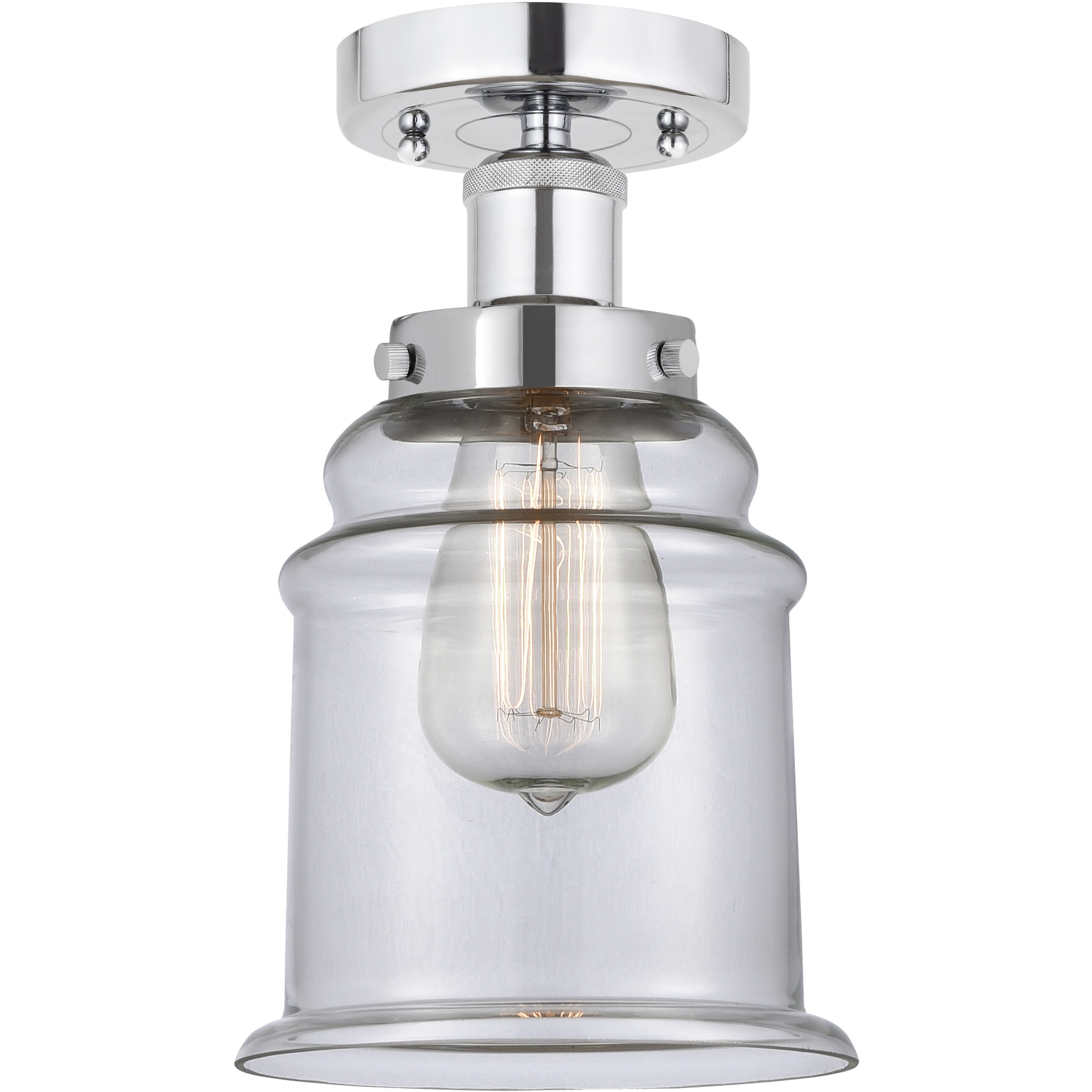 Edison Canton 1 Light 6 inch Polished Chrome Semi-Flush Mount Ceiling Light in Clear Glass
