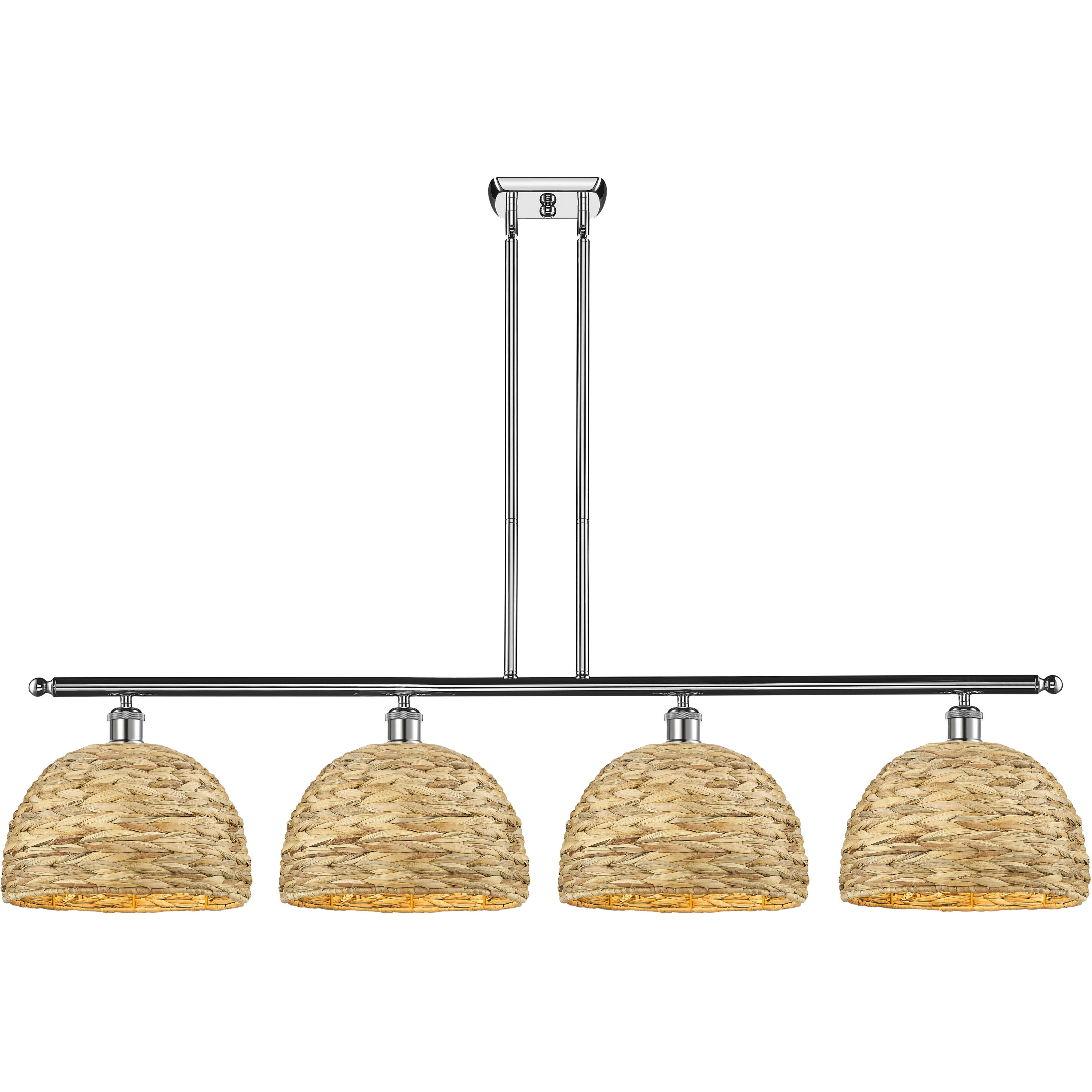 Woven Rattan Island Light Ceiling Light in Polished Chrome