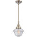 Franklin Restoration Small Oxford LED 7.5 inch Brushed Satin Nickel Mini Pendant Ceiling Light in Seedy Glass