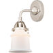 Nouveau 2 Small Canton LED 5 inch Polished Nickel Sconce Wall Light in Matte White Glass