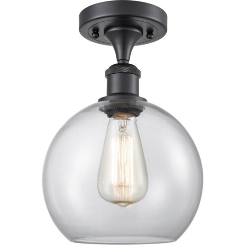 Ballston Athens LED 8 inch Matte Black Semi-Flush Mount Ceiling Light in Clear Glass, Ballston