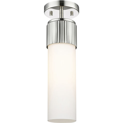 Bolivar 1 Light 4 inch Polished Nickel Flush Mount Ceiling Light in Matte White Glass