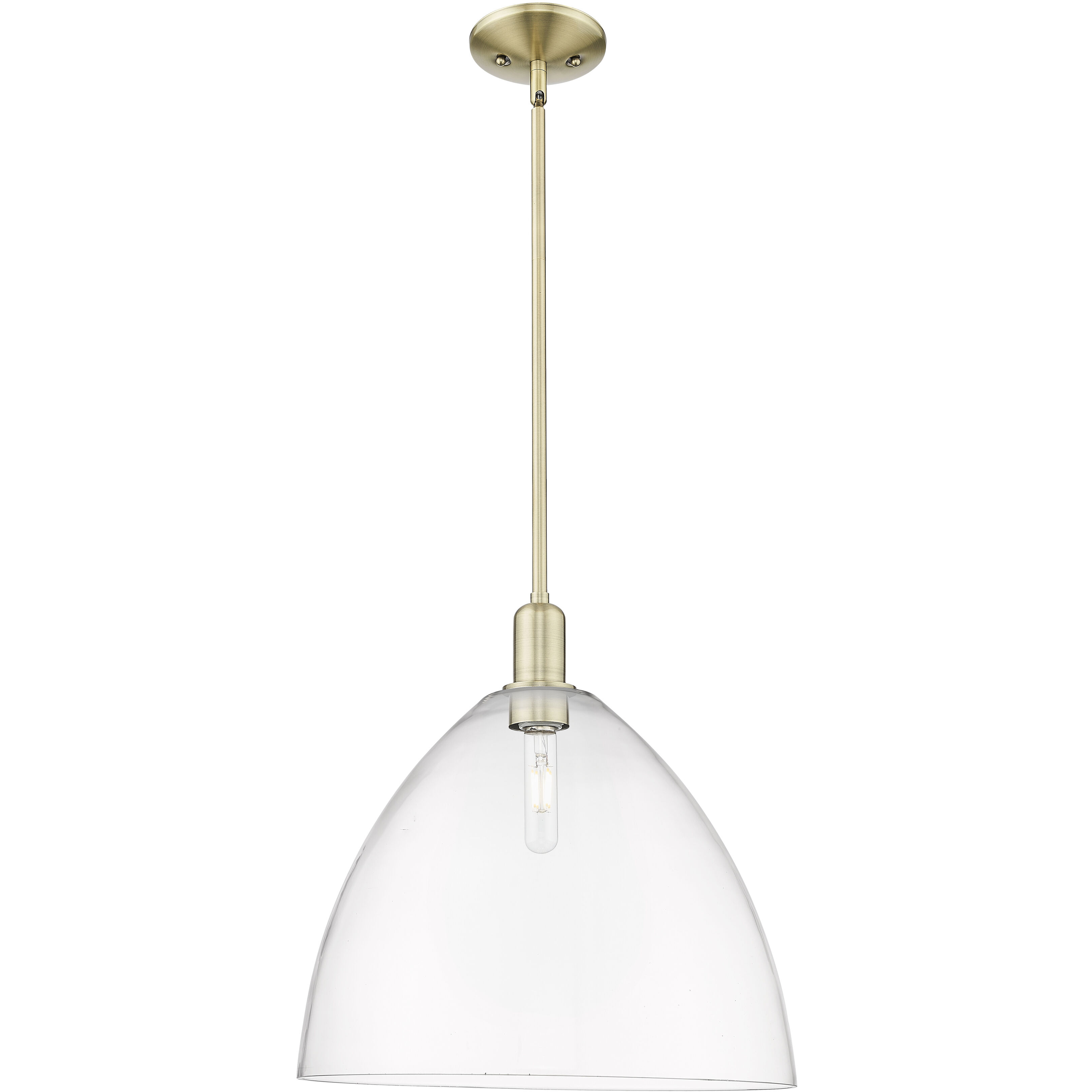 Arcadia Bristol 1 Light 16 inch Antique Brass Mini Pendant Ceiling Light in Clear