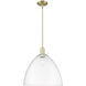 Arcadia Bristol 1 Light 16 inch Antique Brass Mini Pendant Ceiling Light in Clear
