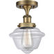 Oxford 1 Light 6.5 inch Brushed Brass Semi-Flush Mount Ceiling Light in Clear Glass