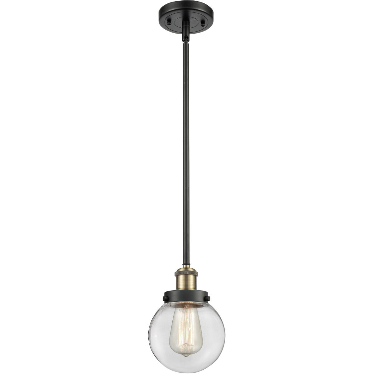 Ballston Beacon 1 Light 6 inch Black Antique Brass Pendant Ceiling Light in Clear Glass