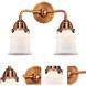 Nouveau 2 Small Canton LED 13.25 inch Antique Copper Bath Vanity Light Wall Light in Matte White Glass