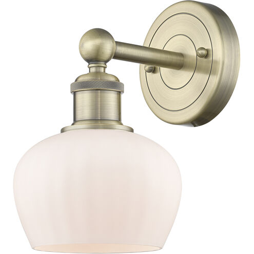 Fenton Sconce Wall Light in Antique Brass, Matte White