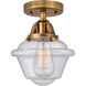 Nouveau 2 Small Oxford LED 7.5 inch Brushed Brass Semi-Flush Mount Ceiling Light in Seedy Glass